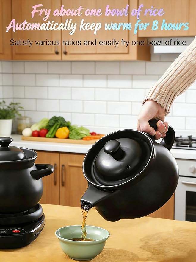 Olla Eléctrica para Medicina China, Cerámica, 8L, Negro, WENGPUREN miniatura 6