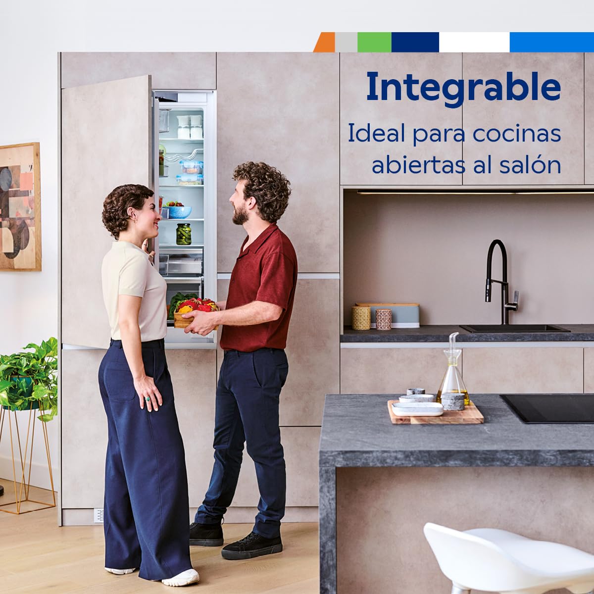 Balay - Frigorífico Combi Integrable, Puerta Deslizante, NoFrost, Cajón Fresh, 260 litros, 3KIE712F