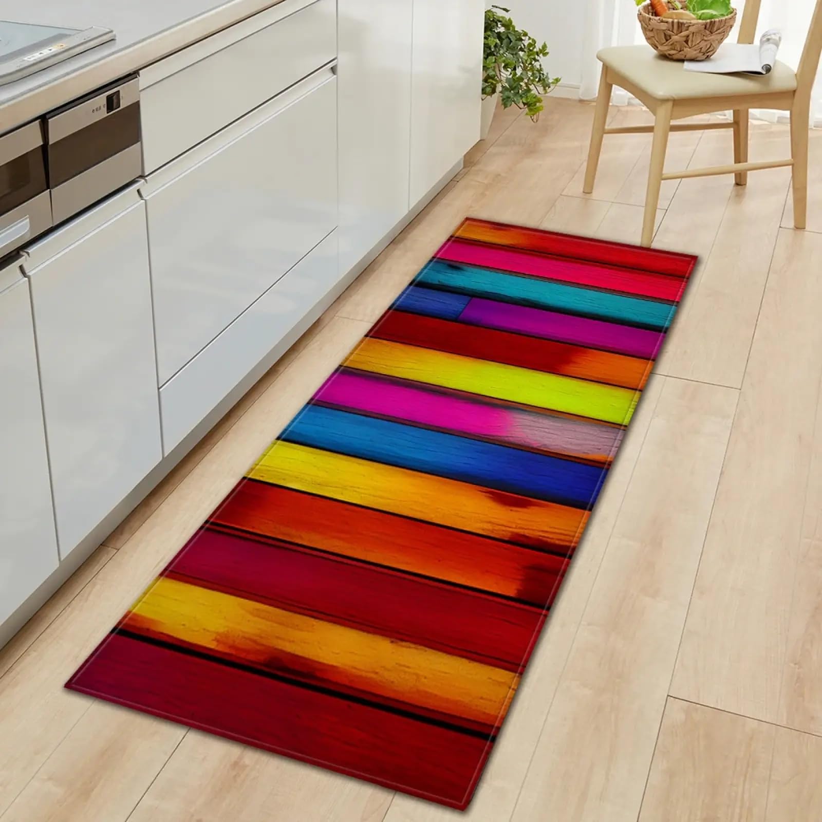Tapis de pied antidérapant grand format aspect bois paillasson d'entrée sécurité pour la maison