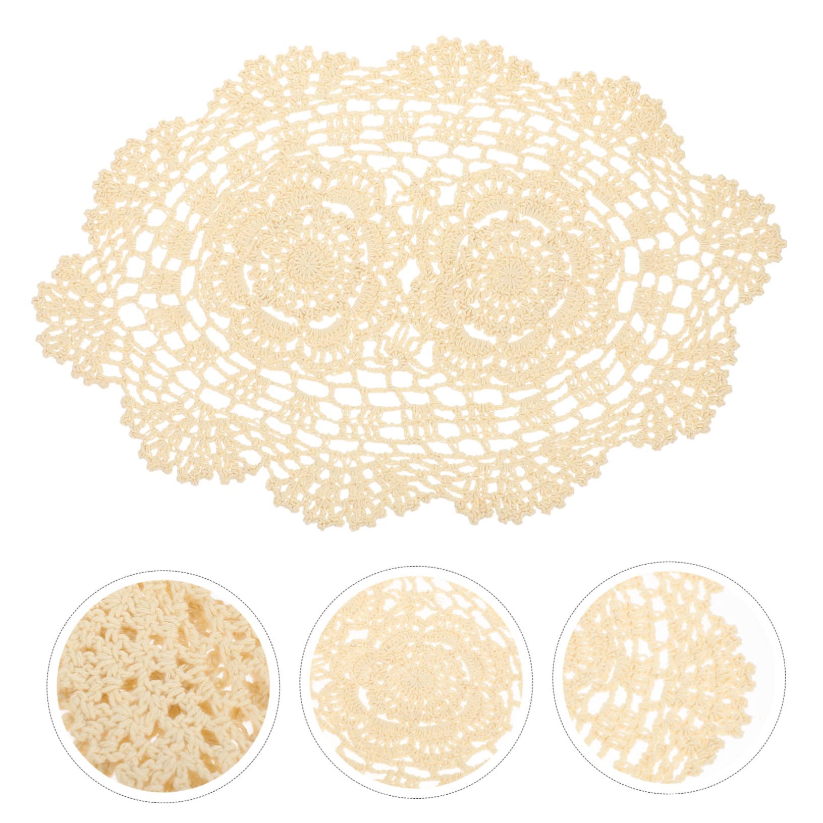 Set de Table en Coton Beige, Napperon en Dentelle Décoratif