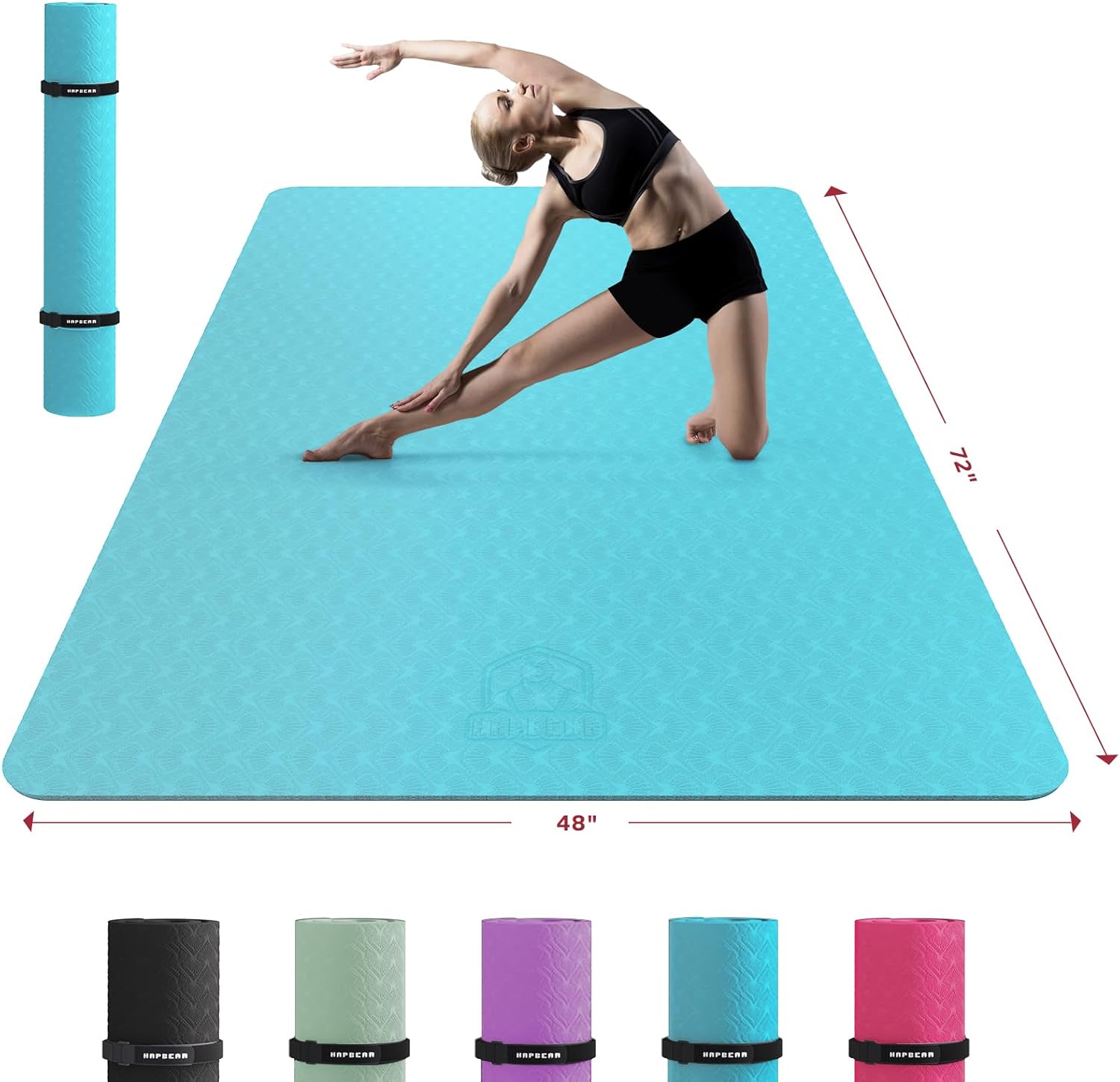 HAPBEAR Extra Large Exercise Mat-7'x5'/6'x8'/6'x9'x8mm(1/3 inch),Non-Slip, Ultra Durable, Thick Workout Mats for Home Gym Flooring Cardio, Yoga Mats for Fitness, High-Density Exercise Mat, Shoes-Friendly