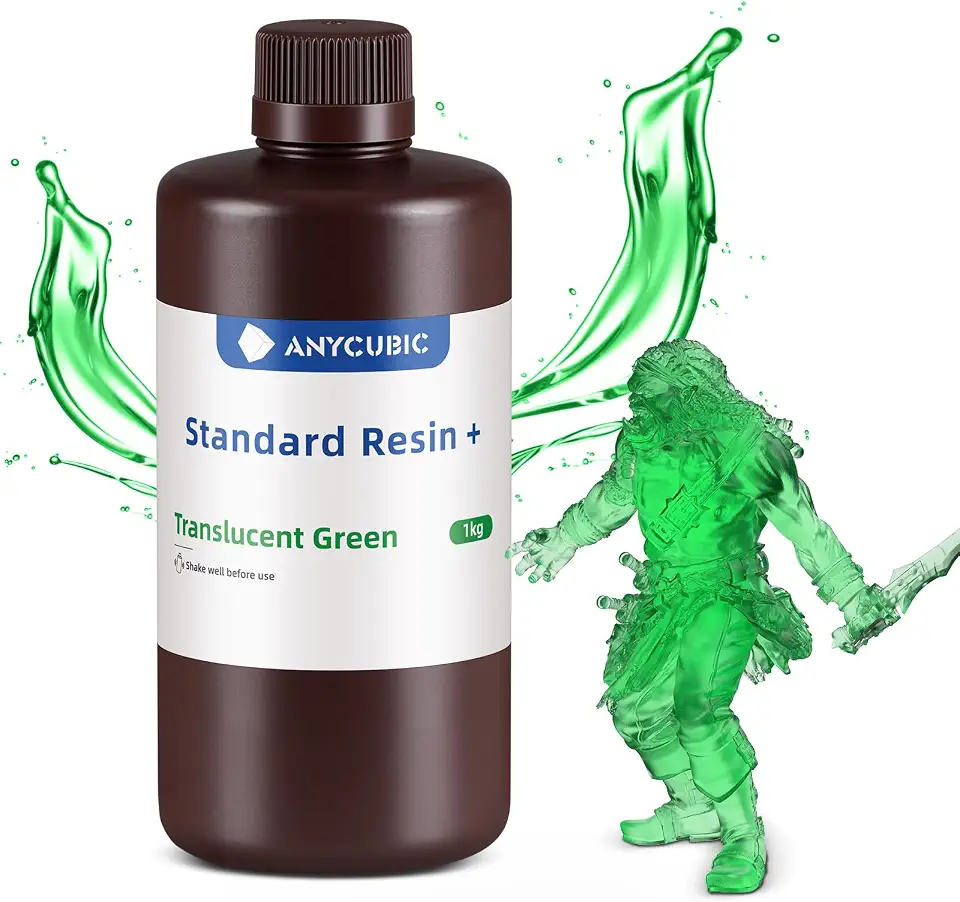 ANYCUBIC Resina De Impressora 3D Padrão Atualizada, Resina De Cura Uv Rápida Sla De 405 Nm, Fotopolímero De Alta Precisão E Rápido Para Impressão 3D Lcd/Dlp/Sla Com Capacidade Para 8K (Tran-Green,