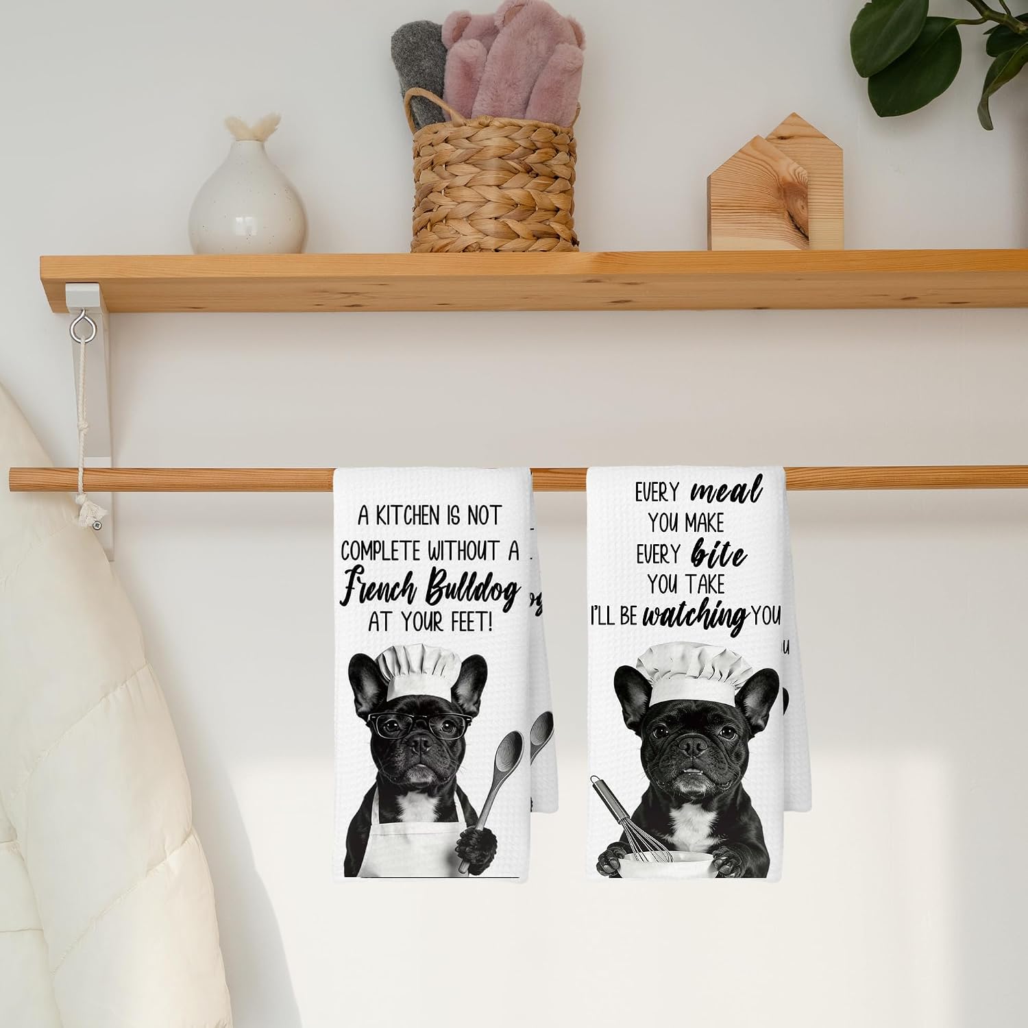 Funny French Bulldog Chef Gifts Kitchen Towels Set of 2, image 5
