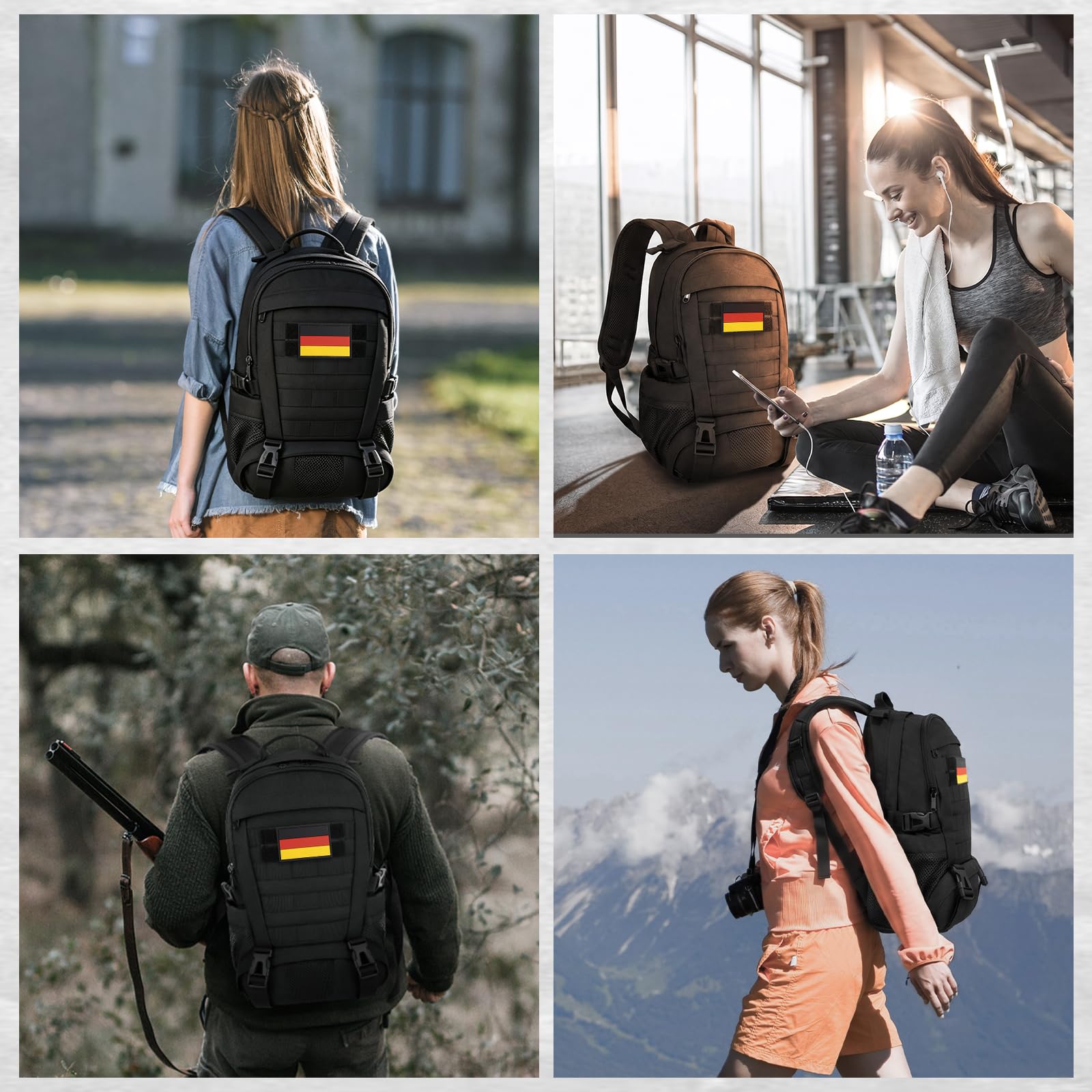 Petit sac à dos homme femme : mini sac à dos 10L avec système MOLLE noir