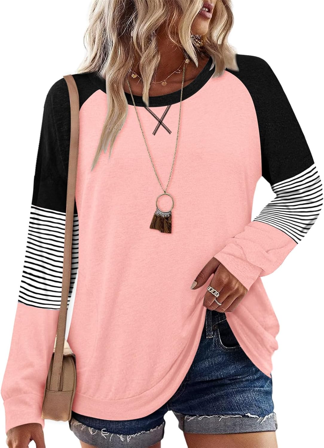 onlypuff Long Sleeve Tunic Top for Women Casual Loose Fitting Fall Fashion Clothing with Pockets - Image 2