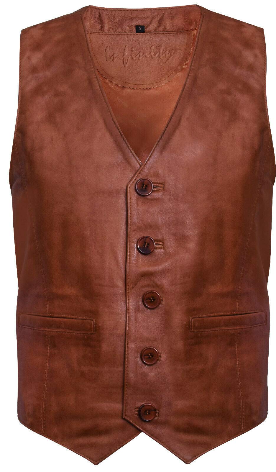 Men's Classic Smart Tan Leather Waistcoat