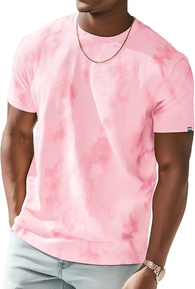 IVOVFANZY Mens Crew Neck T Shirts - Lightweight Short Sleeve Fresh Fashion Print Hipster T-Shirt Tie-Dye