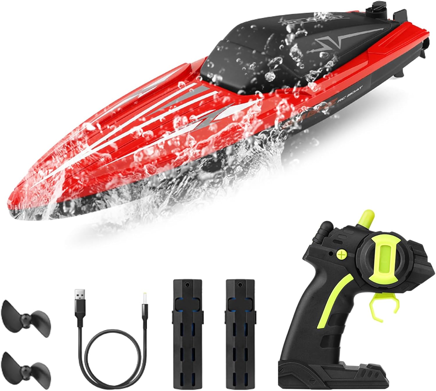 TY2 Remote Control Boats, 2.4GHz Waterproof High Speed RC Boat for Pools and Lakes, Dual Motor Racing Speedboat Toys for Teens Adults