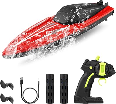 TY2 Remote Control Boats, 2.4GHz Waterproof High Speed RC Boat for Pools and Lakes, Dual Motor Racing Speedboat Toys for Teens Adults