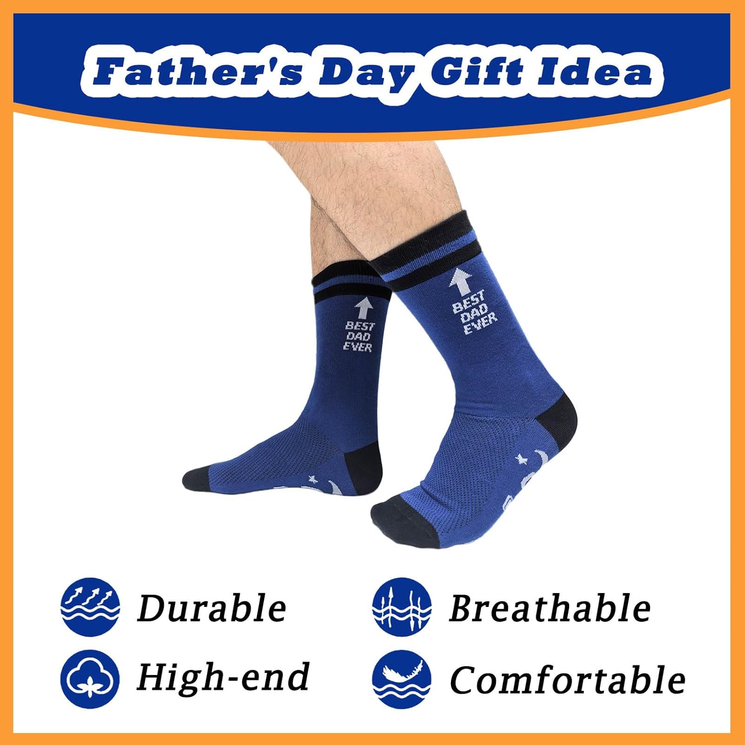 Christmas Gifts for Dad -Crew Sock for Papa from Daughter Son Dad Gift New Dad Present to Be Best Dad Ever, Men’s Size 10-13 - Image 2