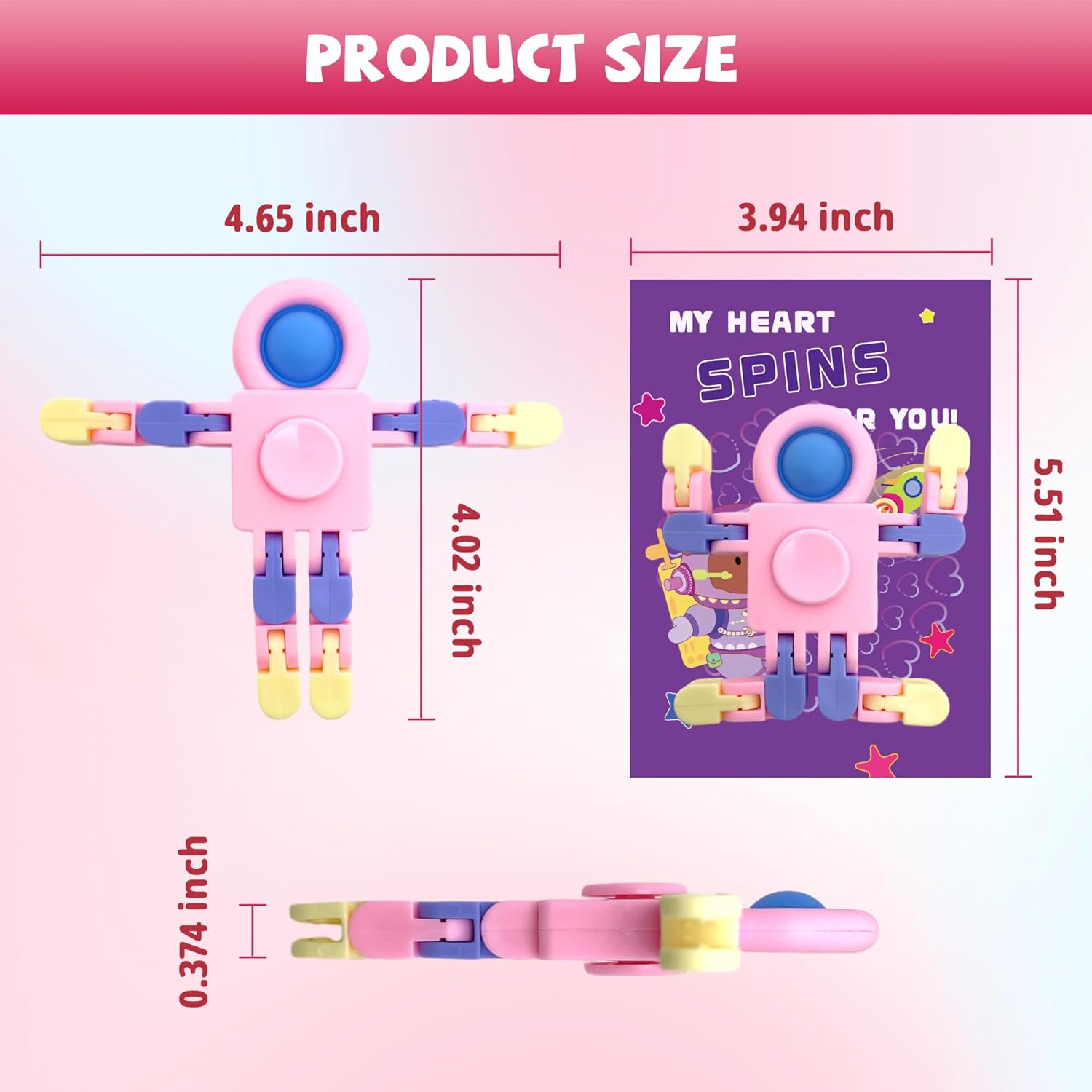 Gocozer Valentines Day Gifts for Kids - 28 Pack Wacky Tracks & Fidget Spinners with Valentines Greeting Cards for Kids Classroom, Kid Valentines Exchange Gifts Ideas Preschool Valentine Gifts Favors