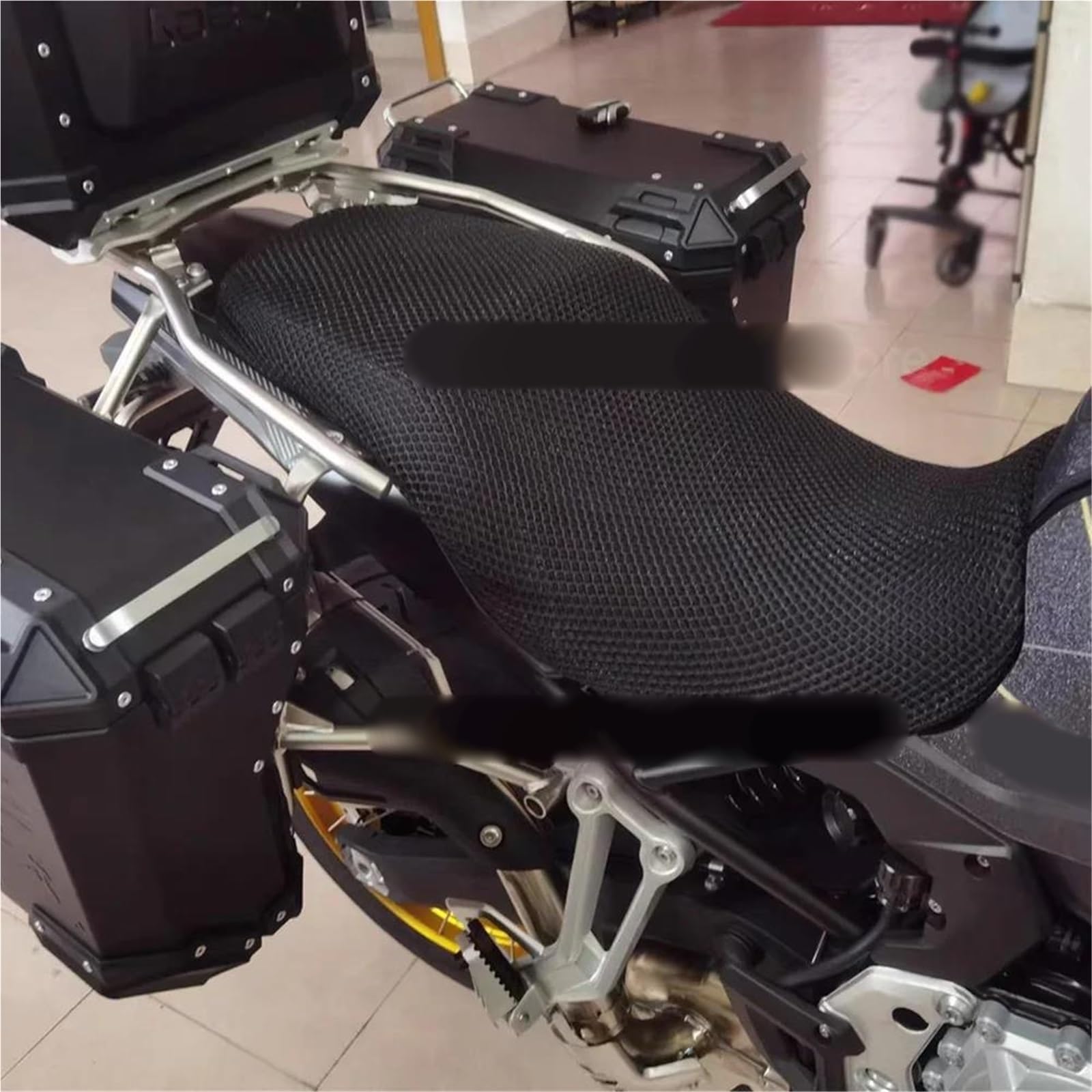 Funda De Asiento Transpirable Para VOGE DS900X / DS 900X (2024) | Cubierta Con Gel Antideslizante Y Correas | Accesorio Moto Para Mayor Comodidad Y Estabilidad