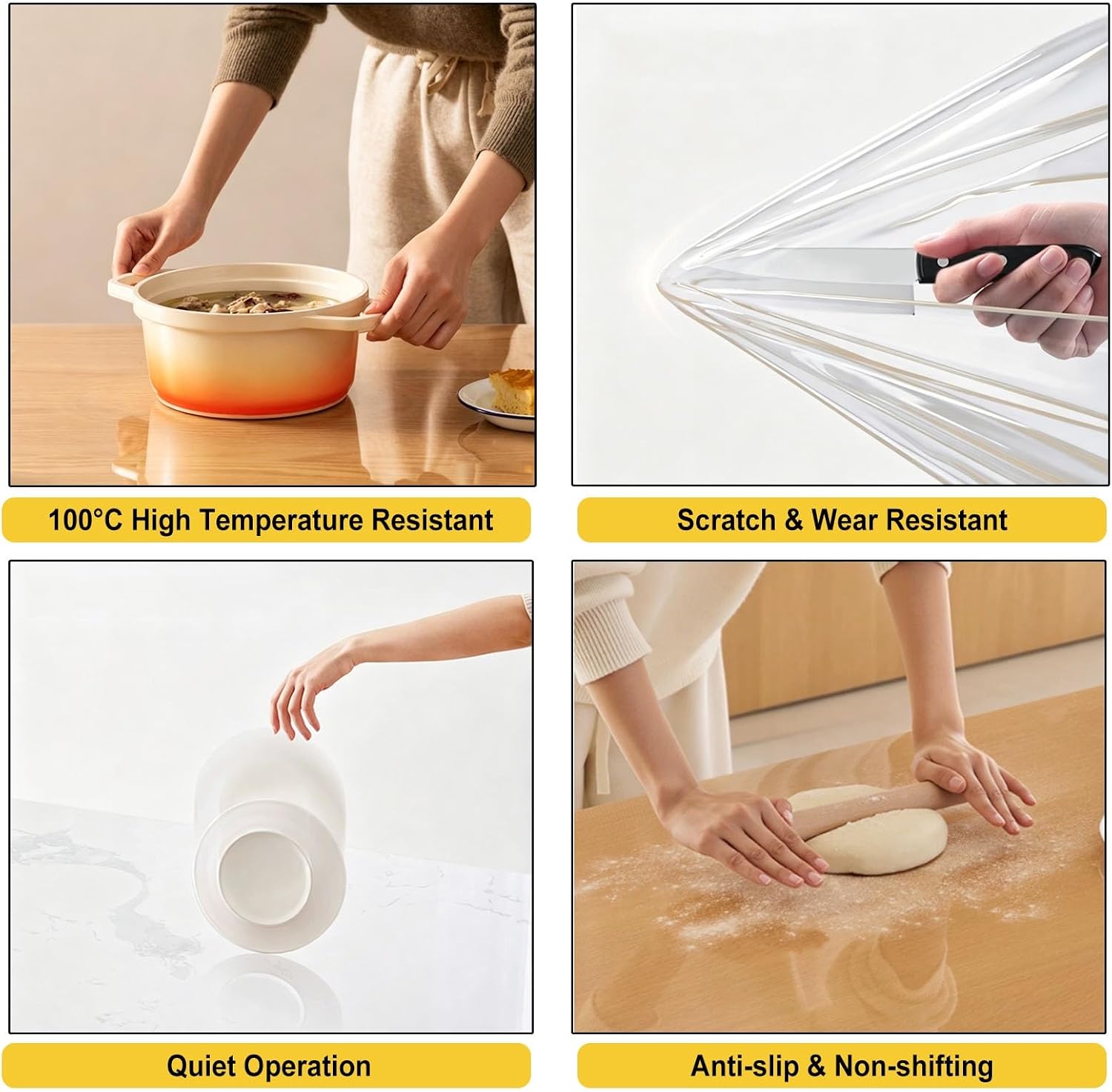 Heat Resistant TPU Dining Table Protector Mat - 18x36, 20x36, 24x36, 24x48 - Oil Proof Kitchen Counter Cover for Cooking, Home, Coffee, Office Desk - Durable and Easy to Clean