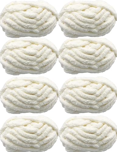 Miniatura 9 de Paquete de 6 hilos de felpilla gruesos de color beige, de 163 yardas, 3 libras para manta, súper voluminosos, suaves, gruesos, esponjosos, gigantes,