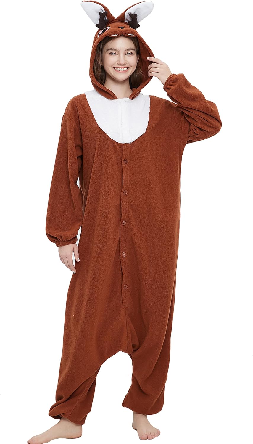 DELEY Unisex Jackalope Costume Adult Onesie, One Piece Pajamas, Halloween Cosplay Costumes Homewear Jumpsuit