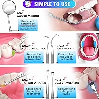 Vista 5 de Herramientas dentales, removedor de placa dental, kit de limpieza profesional para higiene dental, raspador de dientes de acero inoxidable