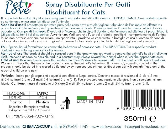 Foto 6 de 6 de PET LOVE Spray repelente antiorina para gatos - de exterior o interior - 350 ml (2 paquetes)