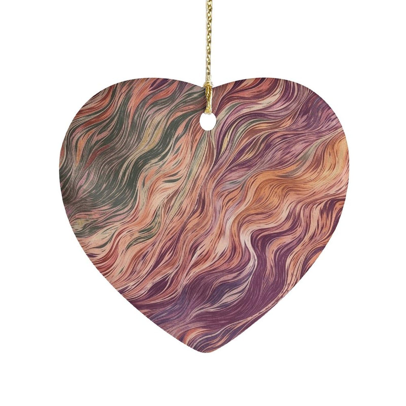 Fekiloot Style Orange Wave Print Ceramic Ornament Home Decor Keepsake