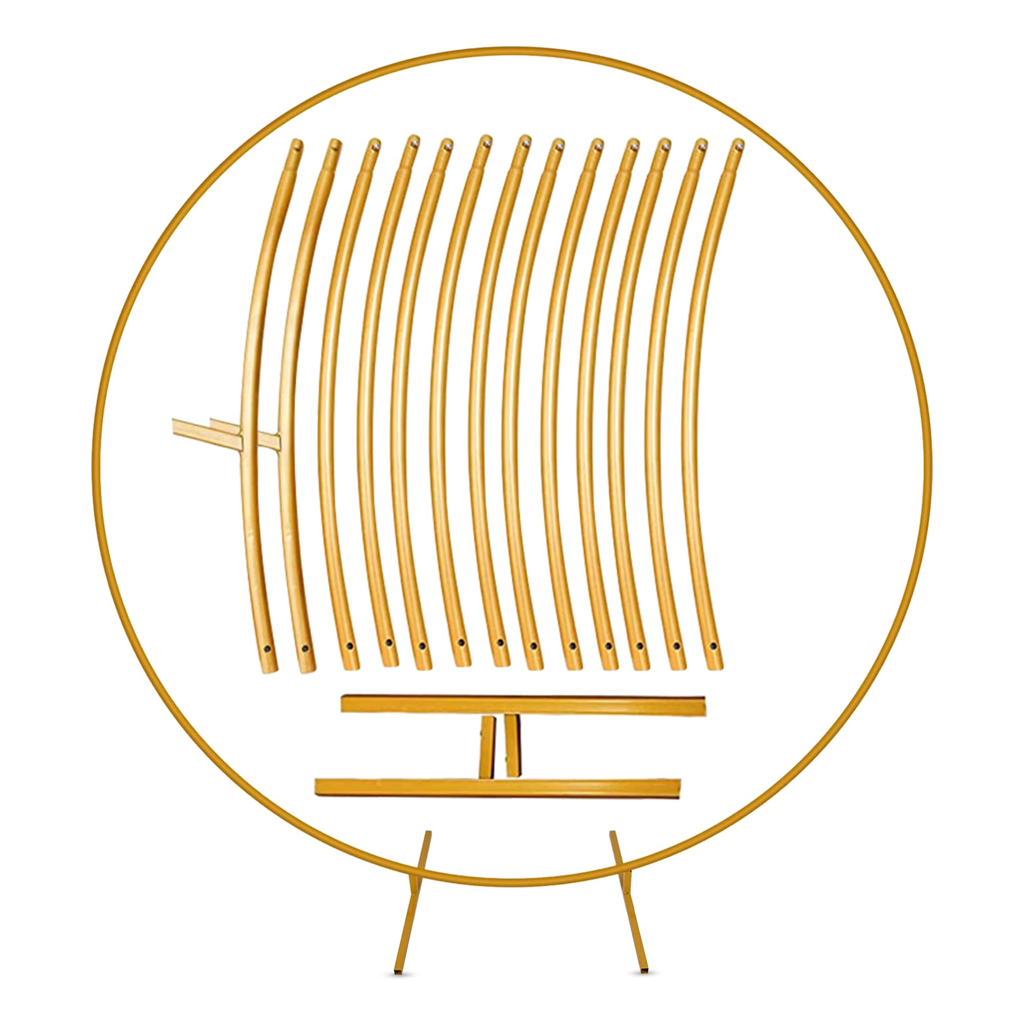 Trimming Shop Round Metal Balloon Arch Frame with Floor Base Gold 250CM