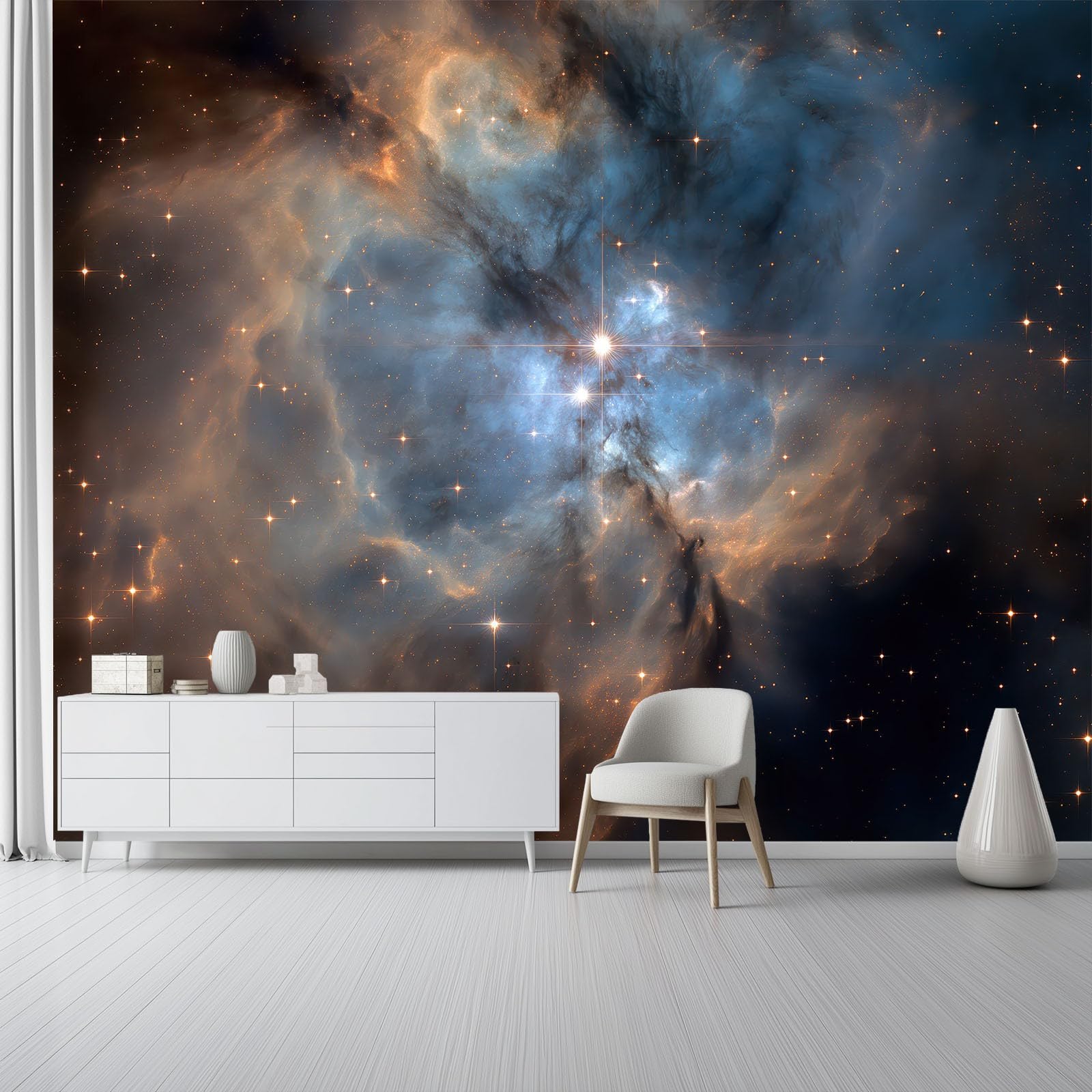 Tapeta 3D z włókniny natura mgławica gwiaździste niebo 200 x 140 cm tapeta dekoracja ścienna do salonu sypialni niebieski