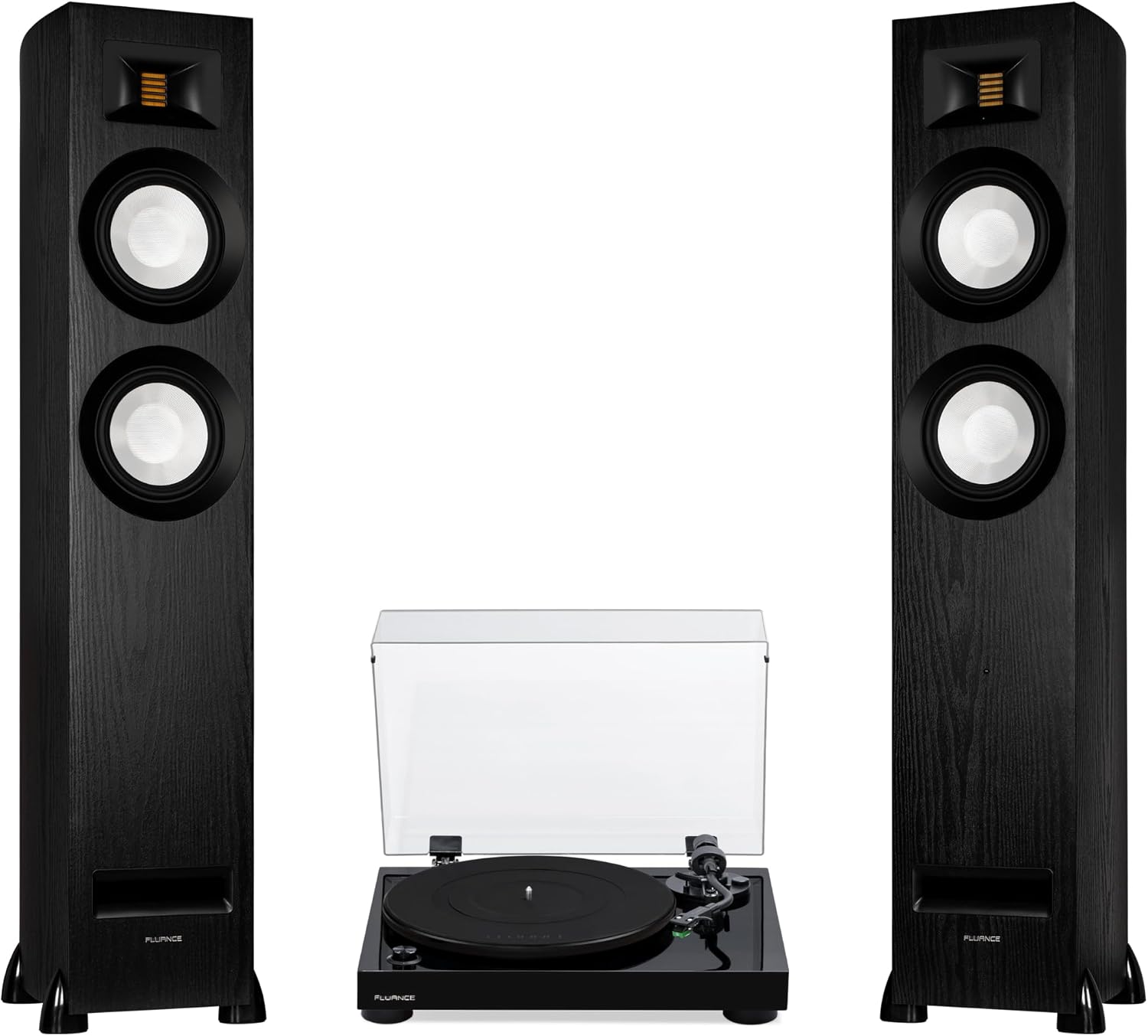 RT81 Vinyl Turntable Record Player, Audio Technica AT95E Cartridge, and Ri91 Powered Floorstanding Speakers