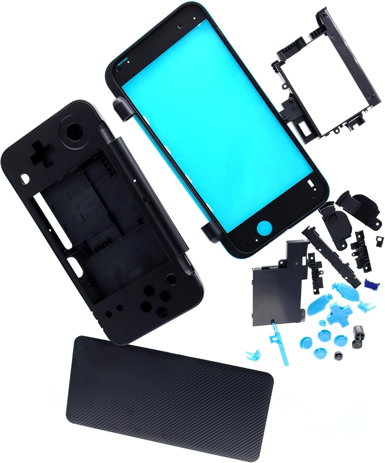 Deal4GO Full Housing Shell kit Case Cover w/All Buttons Set Replacement for Nintendo 2DS XL/New 2DS LL 2017 Console (Black)