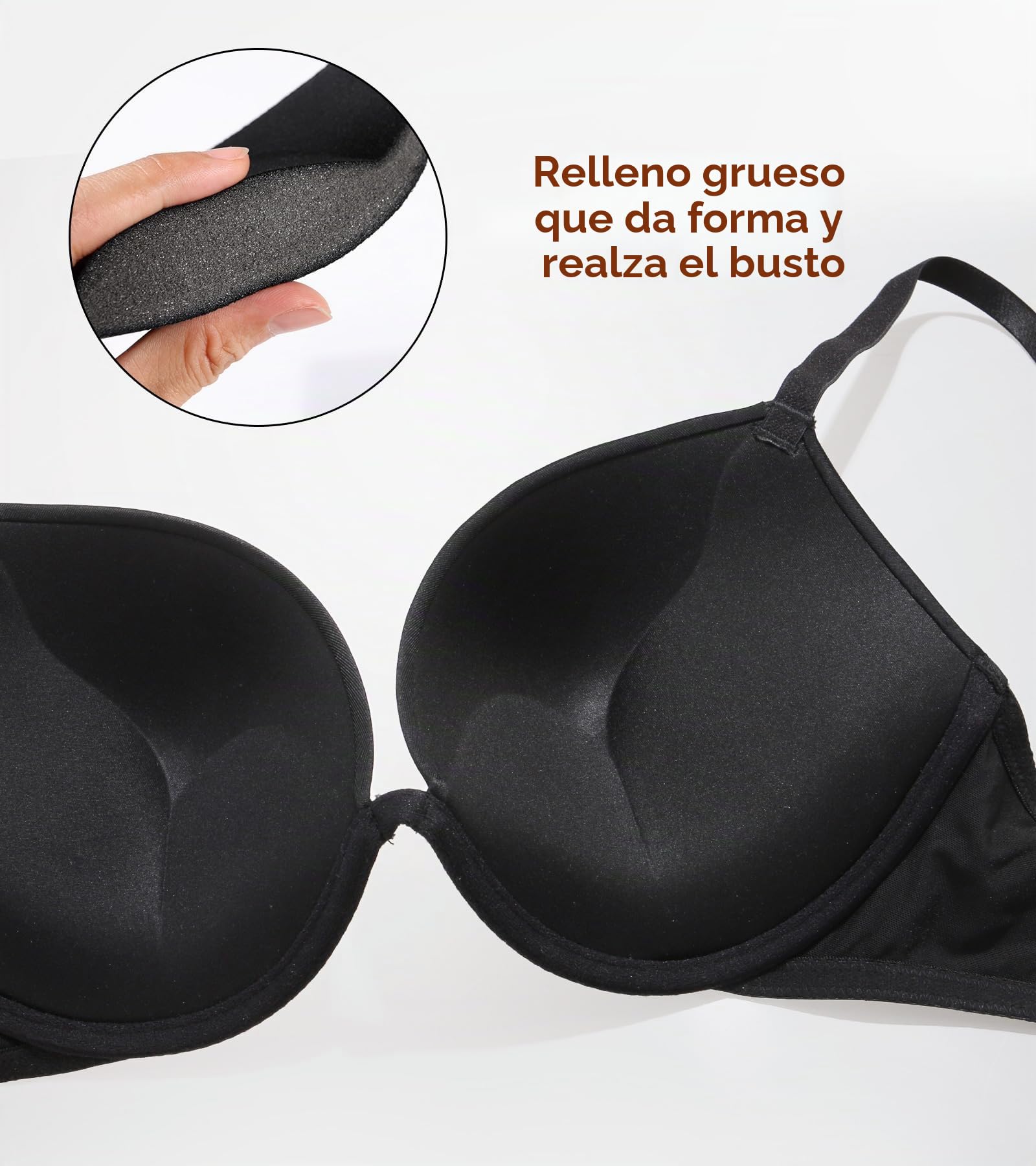 DotVol Sujetador Push Up con Acolchado Cuello en V Profundo con Aros Diario