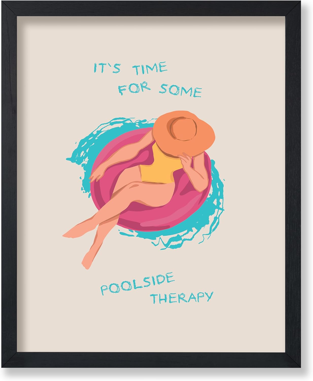 Poster Master It's Time For Some Poolside Therapy Poster - Retro Pool Print - Swimming Art - Woman Design - Motivational & Chic Boho Design - Great Living Room or Office Decor - 8x10 UNFRAMED