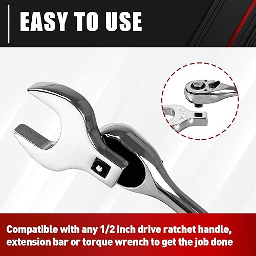 Miniatura 4 de C&T Juego de llaves para pata de gallo jumbo de 1/2 pulgada, tamaños SAE de 1-1/16 a 2 pulgadas con bandeja de almacenamiento, acero al cromo