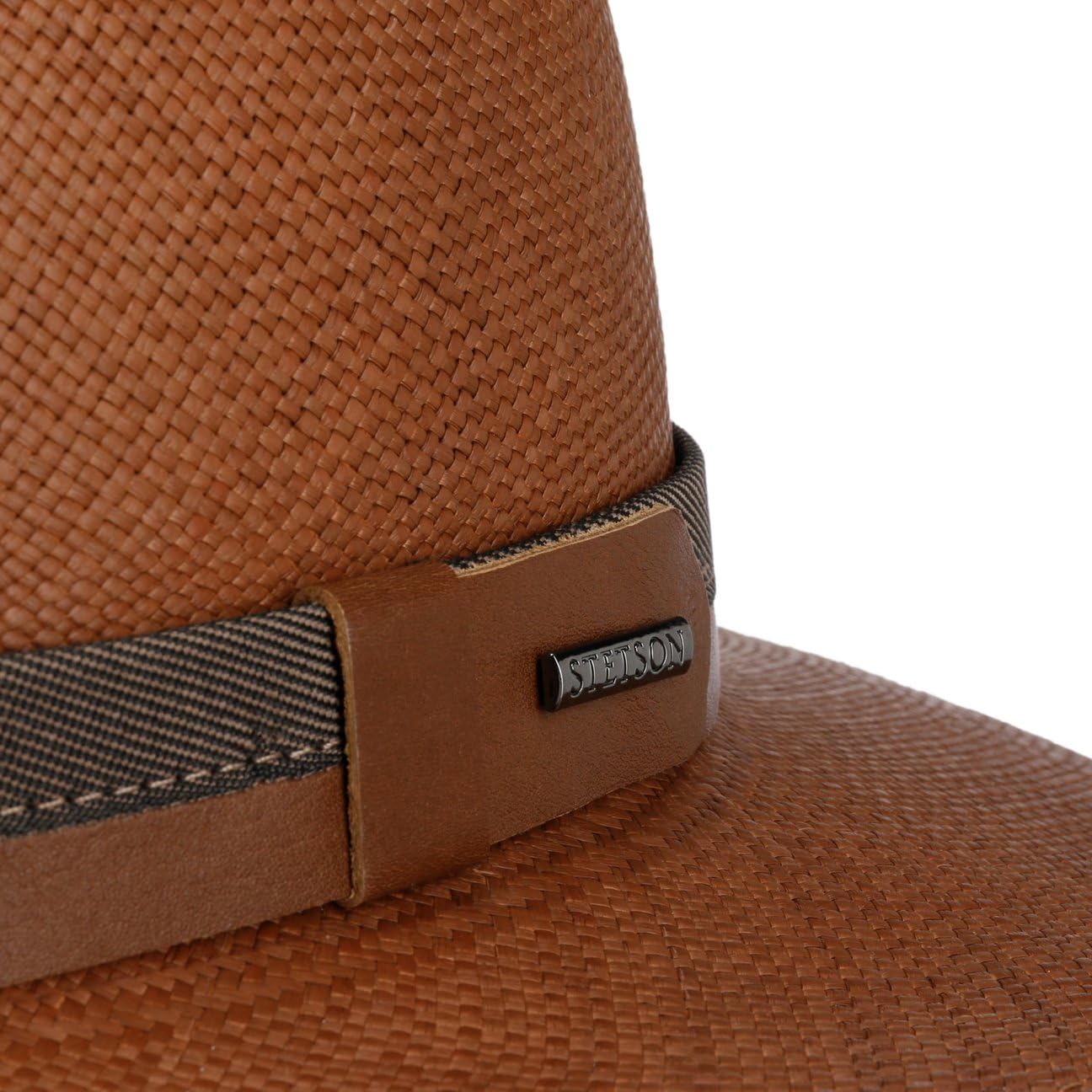 Stetson Vermaron Traveller Panamahut Naturfarbener Hut mit Garniturband aus Leder Made in Ecuador Herren Frühjahr Sommer UV-Schutz 40+