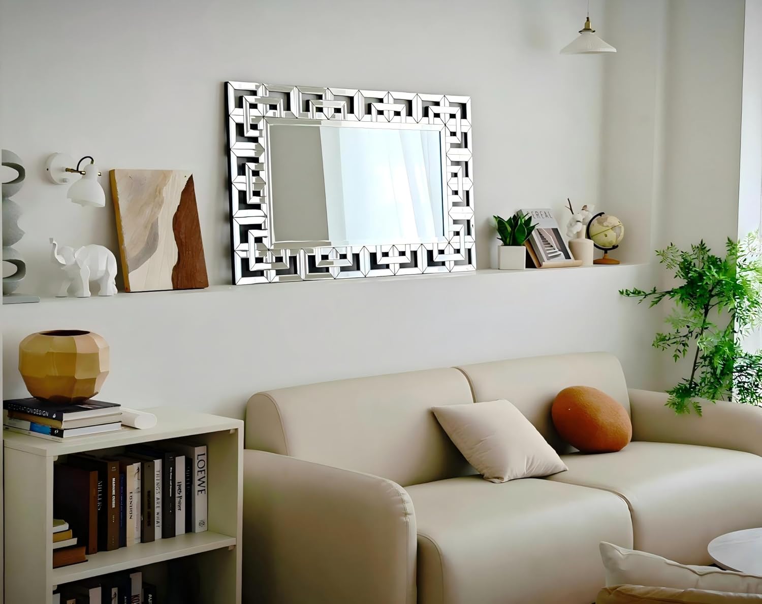 Venetian Wall Mirror Rectangular 48x28 inch Silver Mirrored Decorative Frame