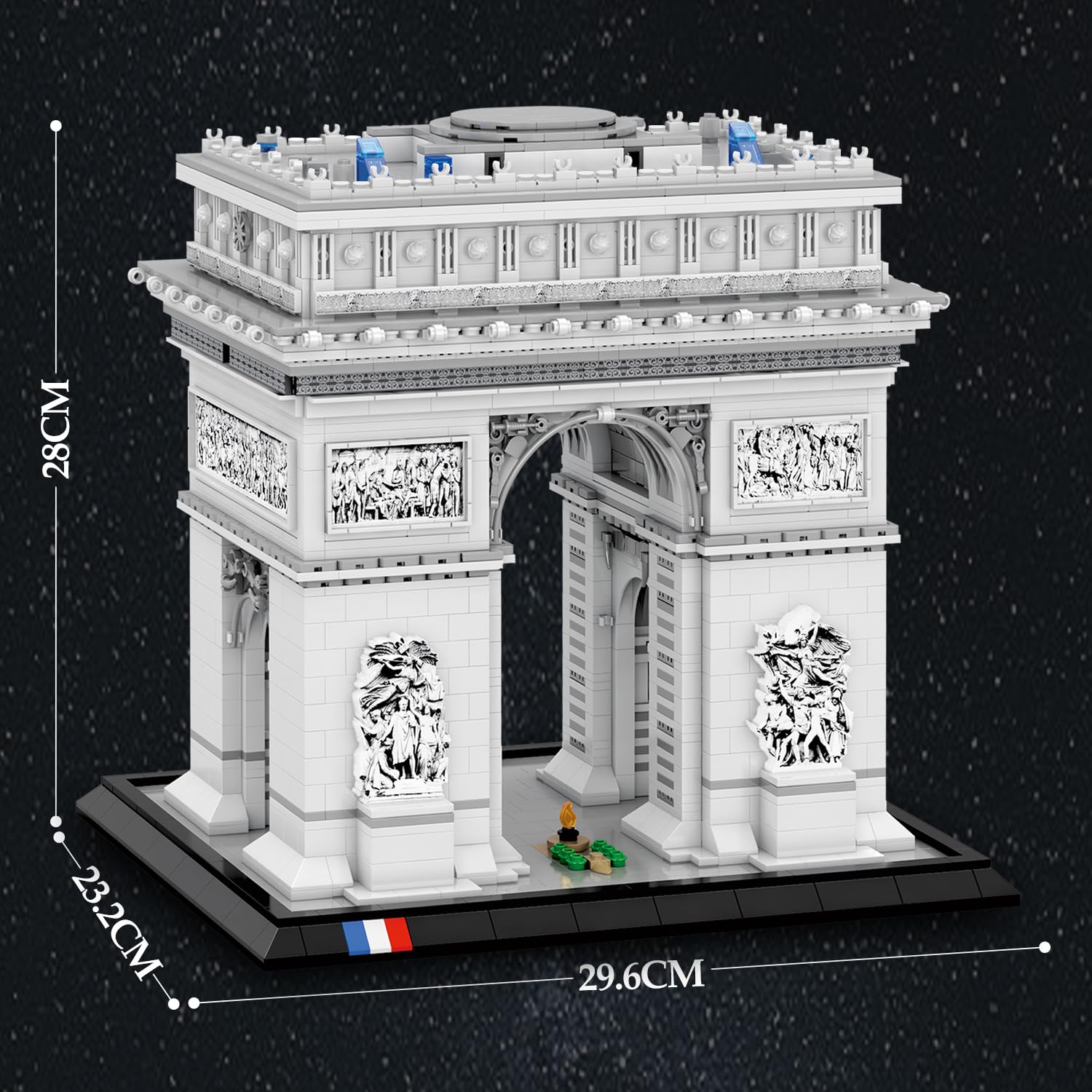 Reobrix 66024 Paris Arc de Triomphe Baukasten Set, 3718 Teile Frankreich Berühmtes Wahrzeichen Klemmbausteine, Architektonische Modellbausätze für Erwachsene, Geschenkideen für Sammler