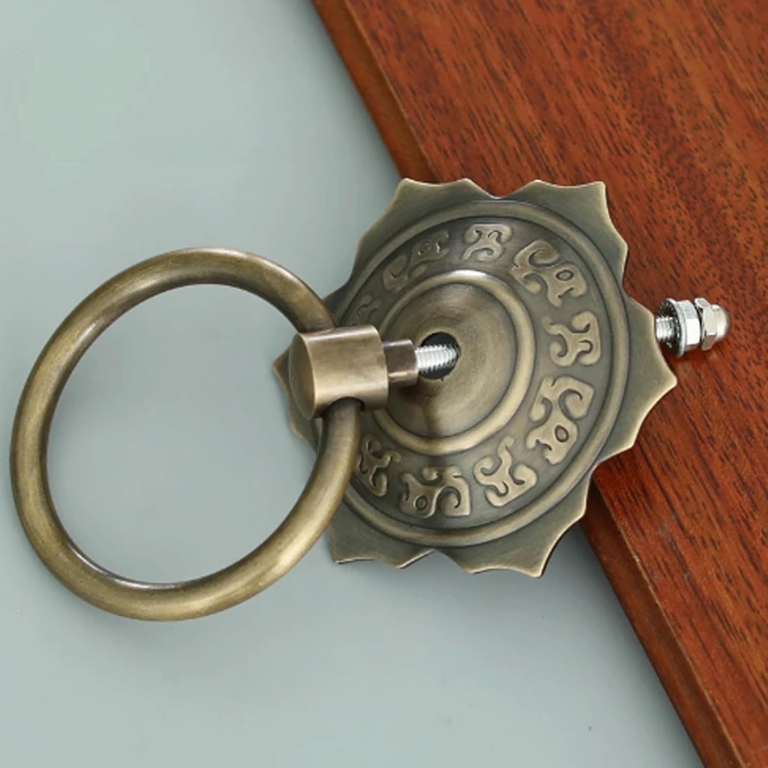Wooden Door Ancient Courtyard Retro Door Knocker Chinese-Style Brass Antique Door Handle Pull Ring Hardware Accessories