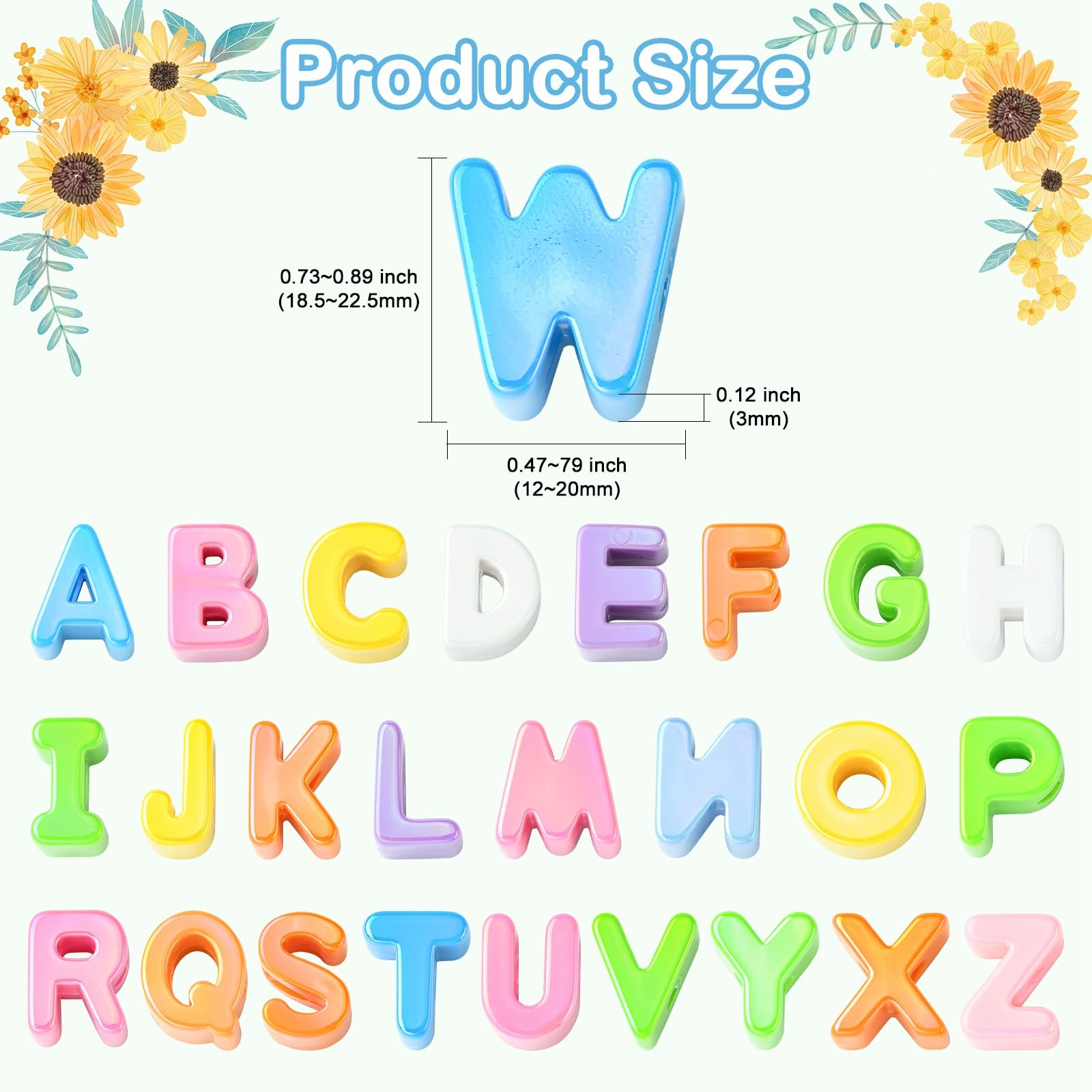 KitBeads 52Pcs 26 Styles Large Letter Beads Colorful Chunky Acrylic A~Z Alphabet Beads for Bracelets Jewelry Making Necklaces Earrings Crafts Bulk - Image 3