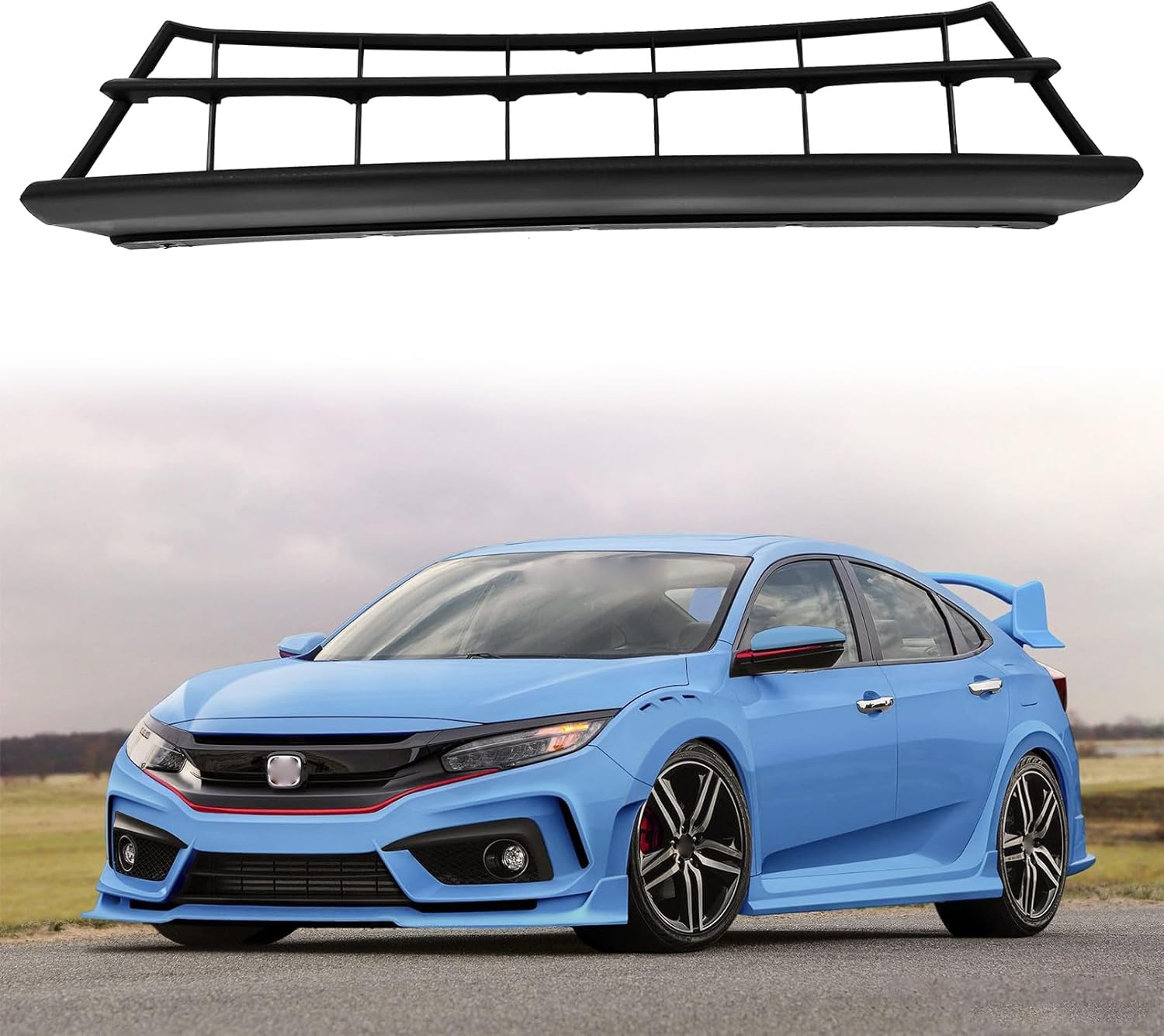 Front Grille Lower Grill Fit For 2016 2017 2018 Honda Civic Coupe/Sedan Front Bumper Insert Lower Grille Grill Replacement for HO1036124 71102TBAA10