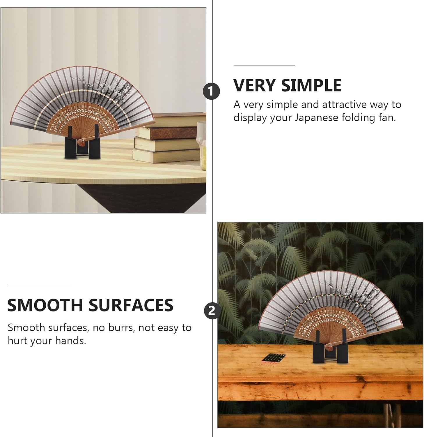 HOMSFOU Japanese Fan Stand Bamboo Folding Fan Display Holder Organizer for Home Decor Collectibles Exhibition Show Stable Support