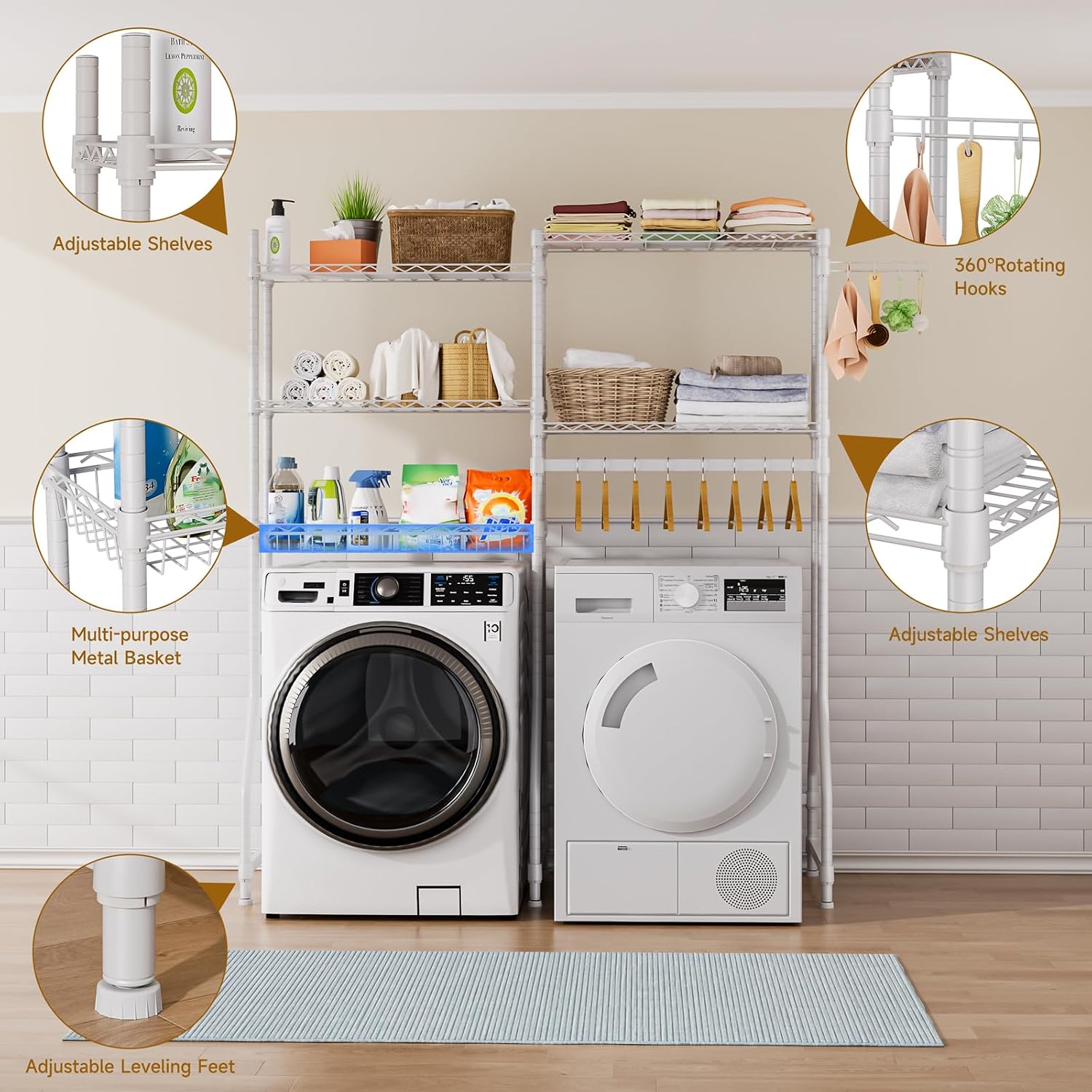 Golpart Laundry Organizer Shelves Over the Washer and Dryer Storage Shelf image 5
