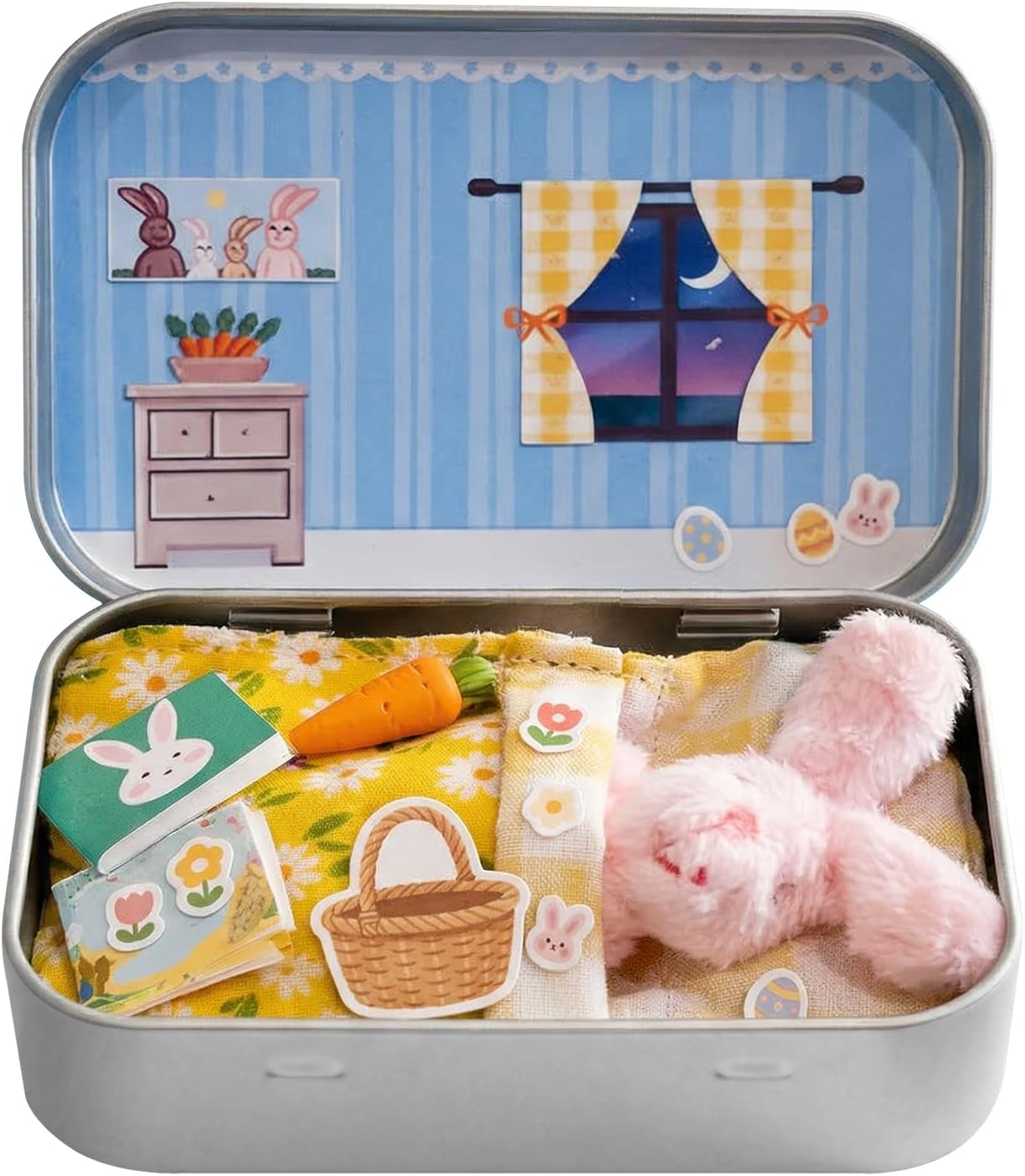 Easter Stuffing Pocket Hug Plush Bunny Toys, Stuffed Animad Rabbit Doll, Easter Bunny In A Box, Cute Mini Rabbit Pocket Hug Gifts, Lovely Sleeping Bunny Plush Toy for Children Friend (pink)
