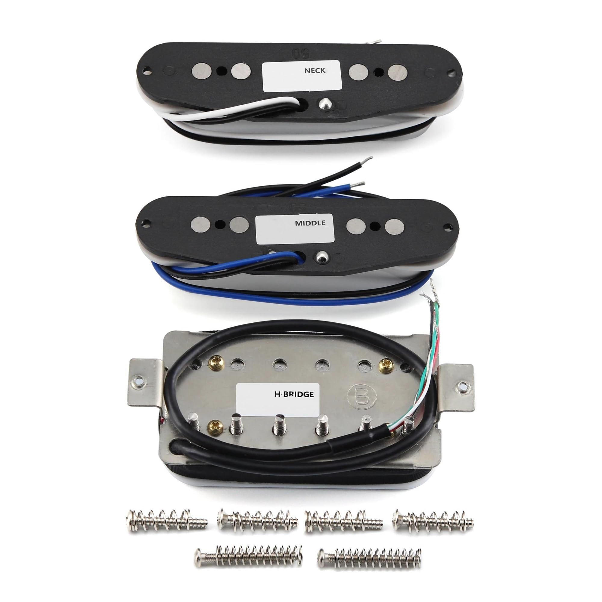 3 Teiliges SSH Gitarren Elektro Tonabnehmer Set Alnico 5 Single/Hybrid Weiß 5K14K