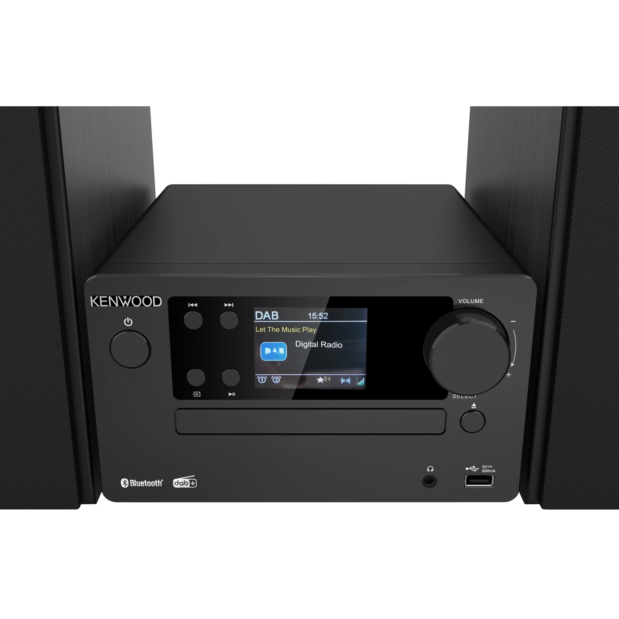 Kenwood M-725DAB-B - Stereo Micro HiFi-System mit DAB+, CD, USB, Bluetooth, 2 x 25 Watt RMS und TFT-Display; Midnight Black