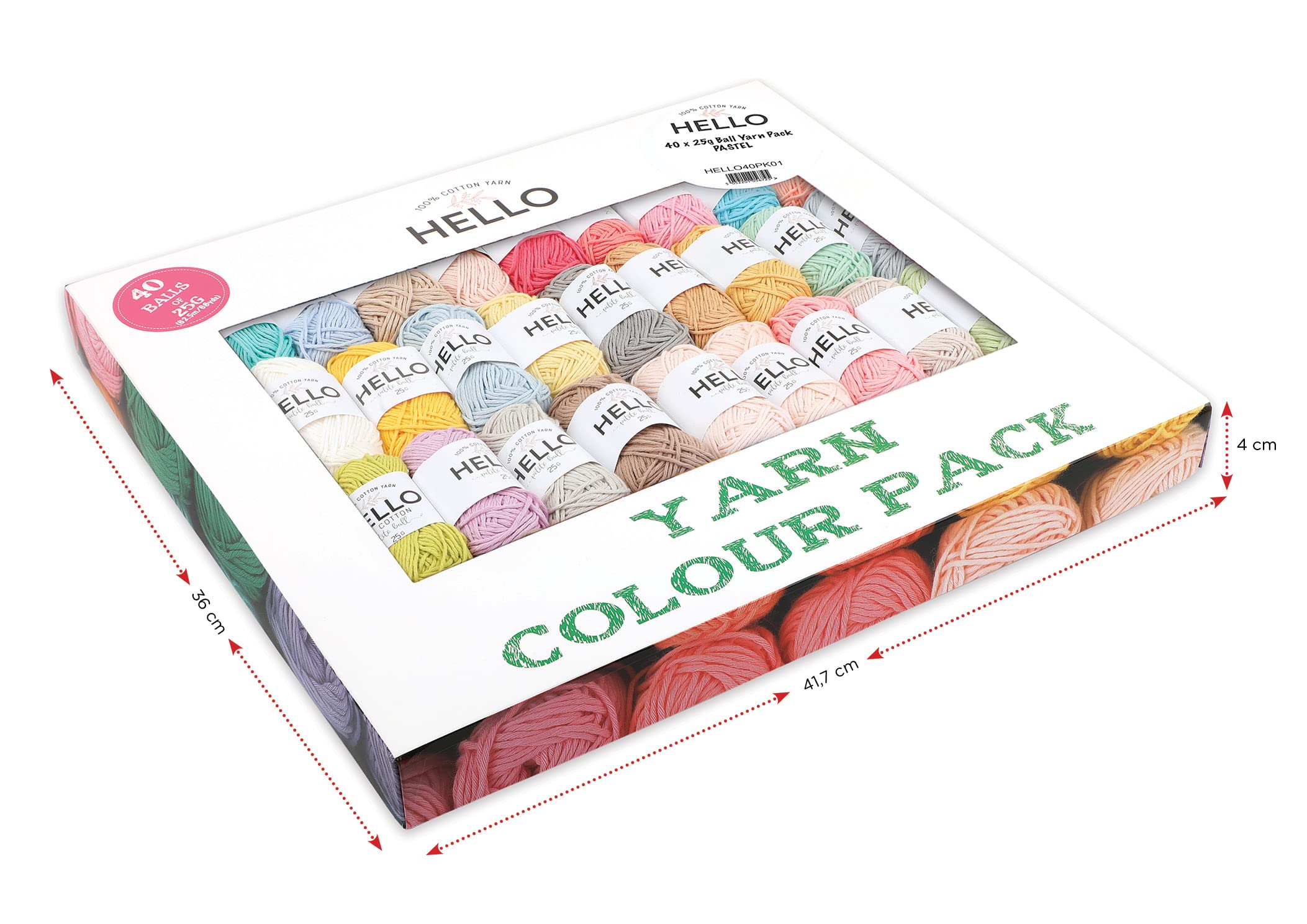 Hello 100% Cotton 40 Ball Yarn Pack - Pastels