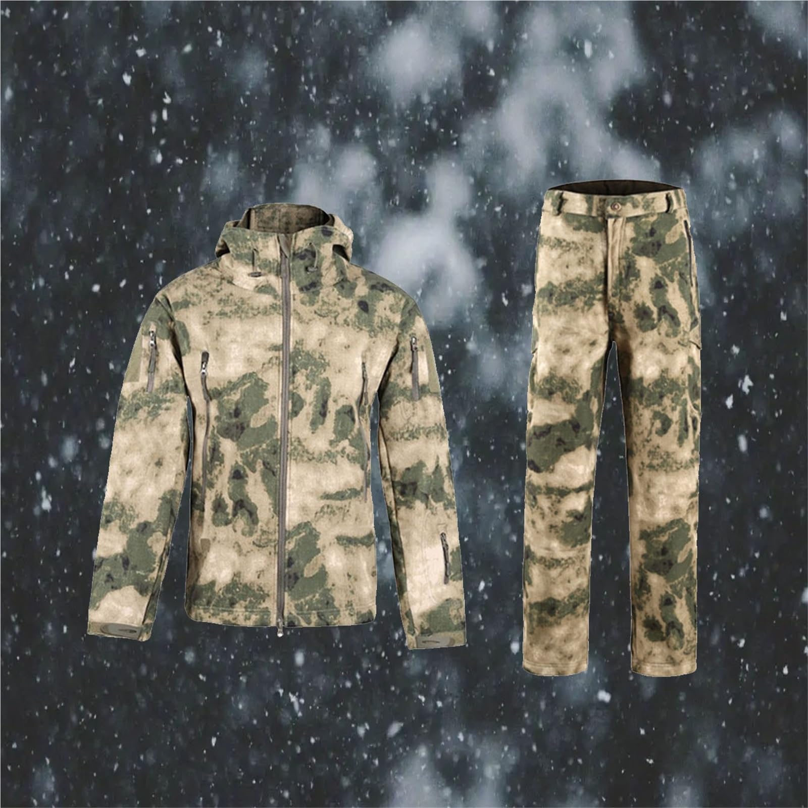 Wygwlg Completo Sci Uomo, Completo Invernale Sportivo Da Uomo In Caldo Pile Giacca E Pantaloni Da Sci Mimetici Con Cappuccio, Tute Snowboard Isolanti E Impermeabili, Per Sport Sulla