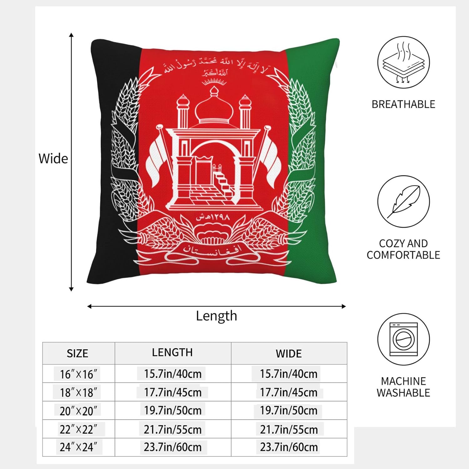 Flag of Afghanistan Imitation Linen Pillowcase -2 Sets, Fashionable Home Decoration, Used for Sofas, Gardens, beds