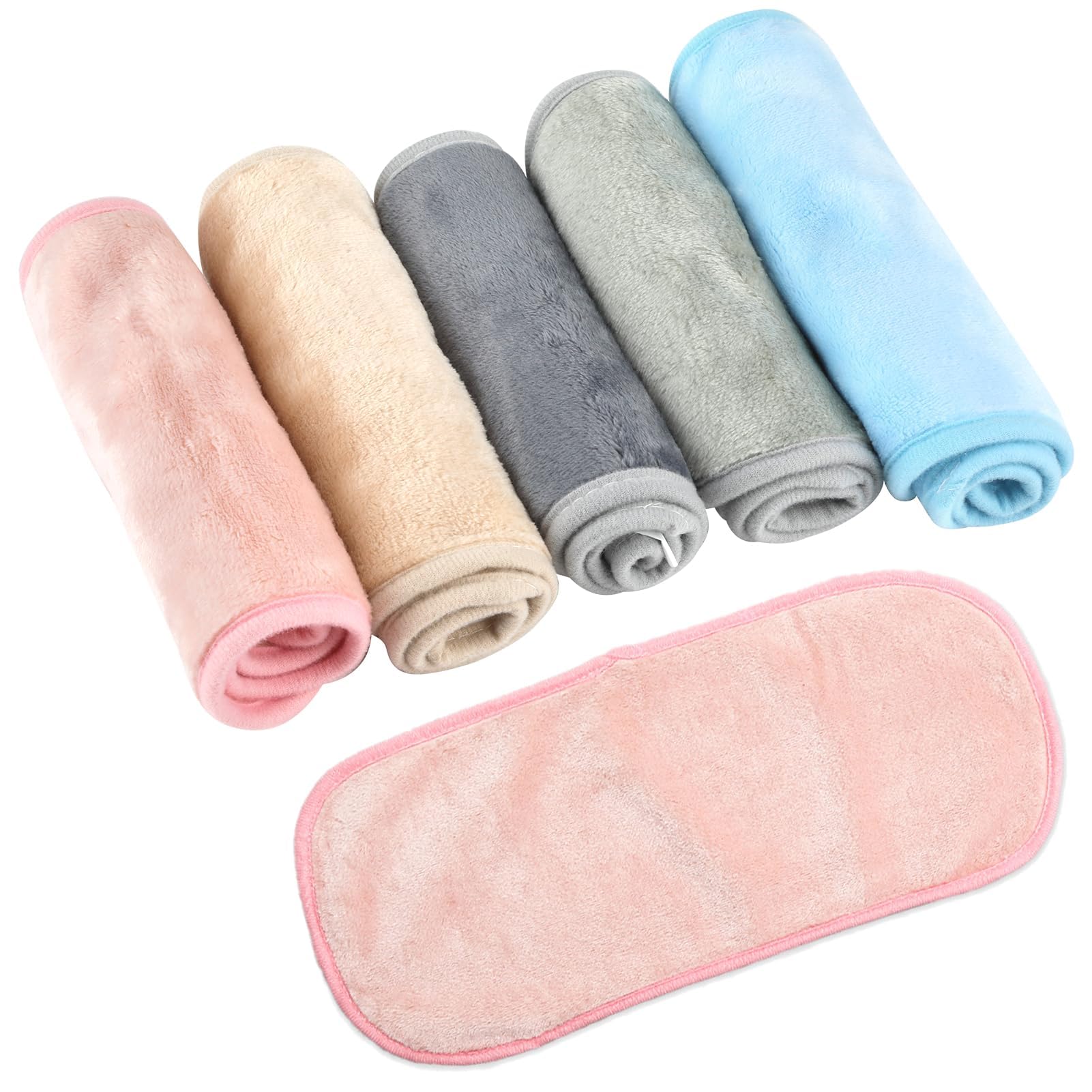 Makeup Remover Cloths Microfiber Reusable Fast Drying Washcloth, Makeup Remove Face Towels for Women (5 Pcs Random Color)