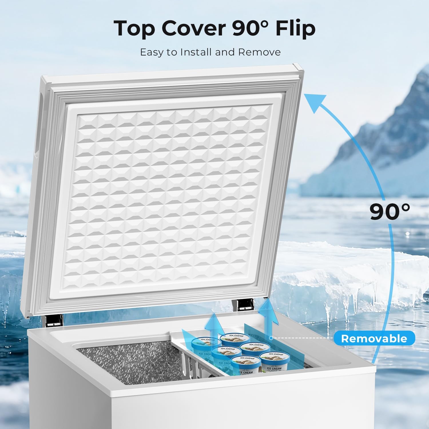 Antarctic Star Chest Freezer 3.2 Cubic Feet 14℉ to -40℉ Low Temperature Freezer with Removable Basket,Free Standing Top open Door Deep Freezer, Adjustable Temperature for Home, Basement, Kitchen,White