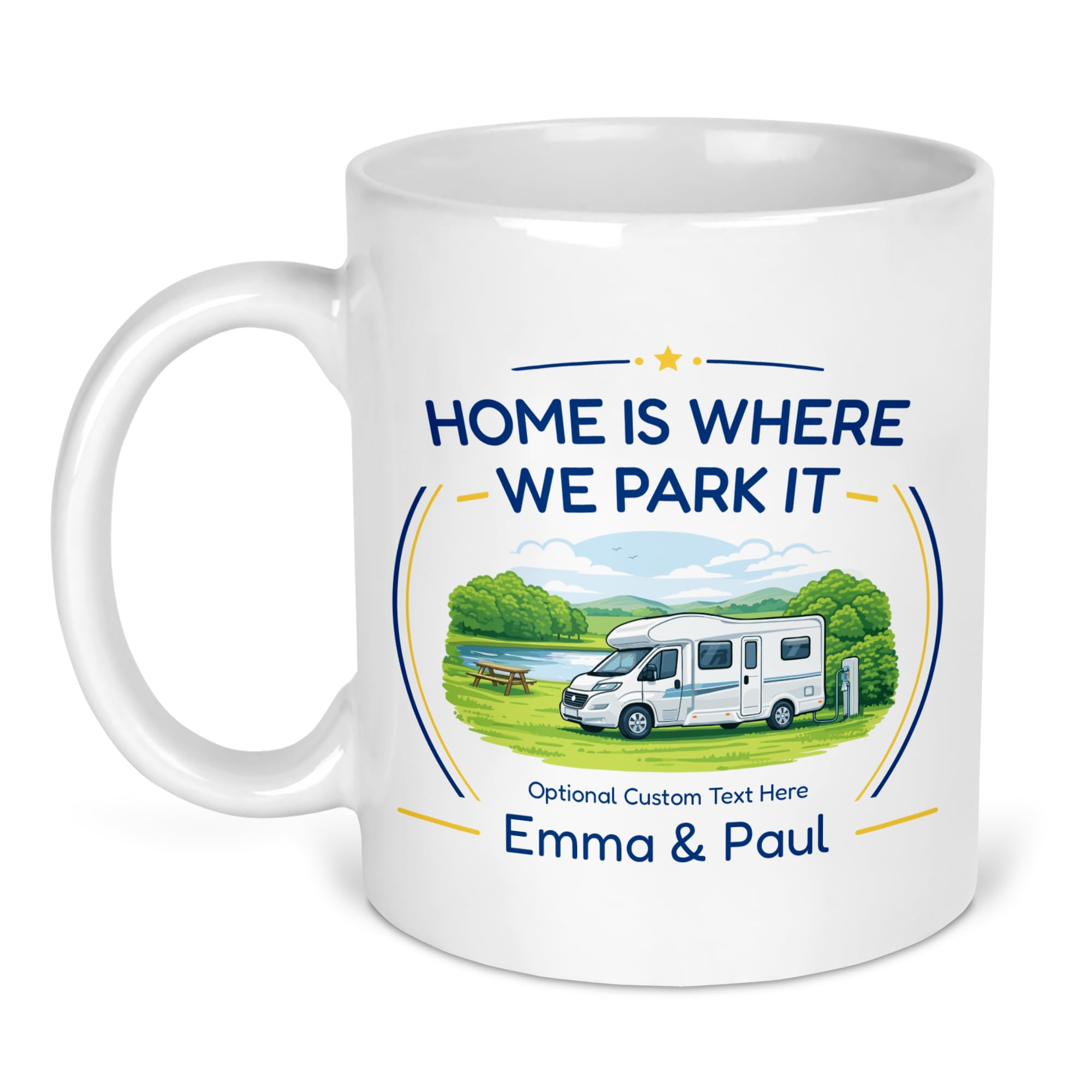 Chicken Craft Personalised Motorhome Mug with Name - Low Profile Home is Where We Park It Camping Gift for Motorhome Lovers