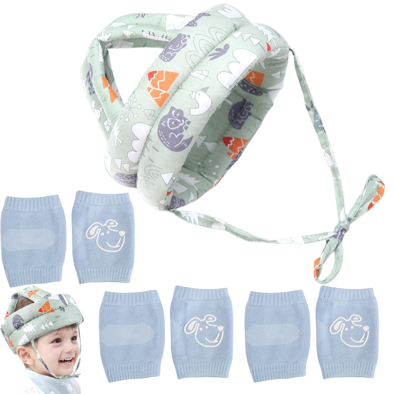 Baby Head Protector – Baby Helmet for Crawling Walking Running – 3 pairs No Bumps and Soft Cushion – Adjustable Protective Cap Infant Baby Safety Head guard Suitable for Children Learning to Walk