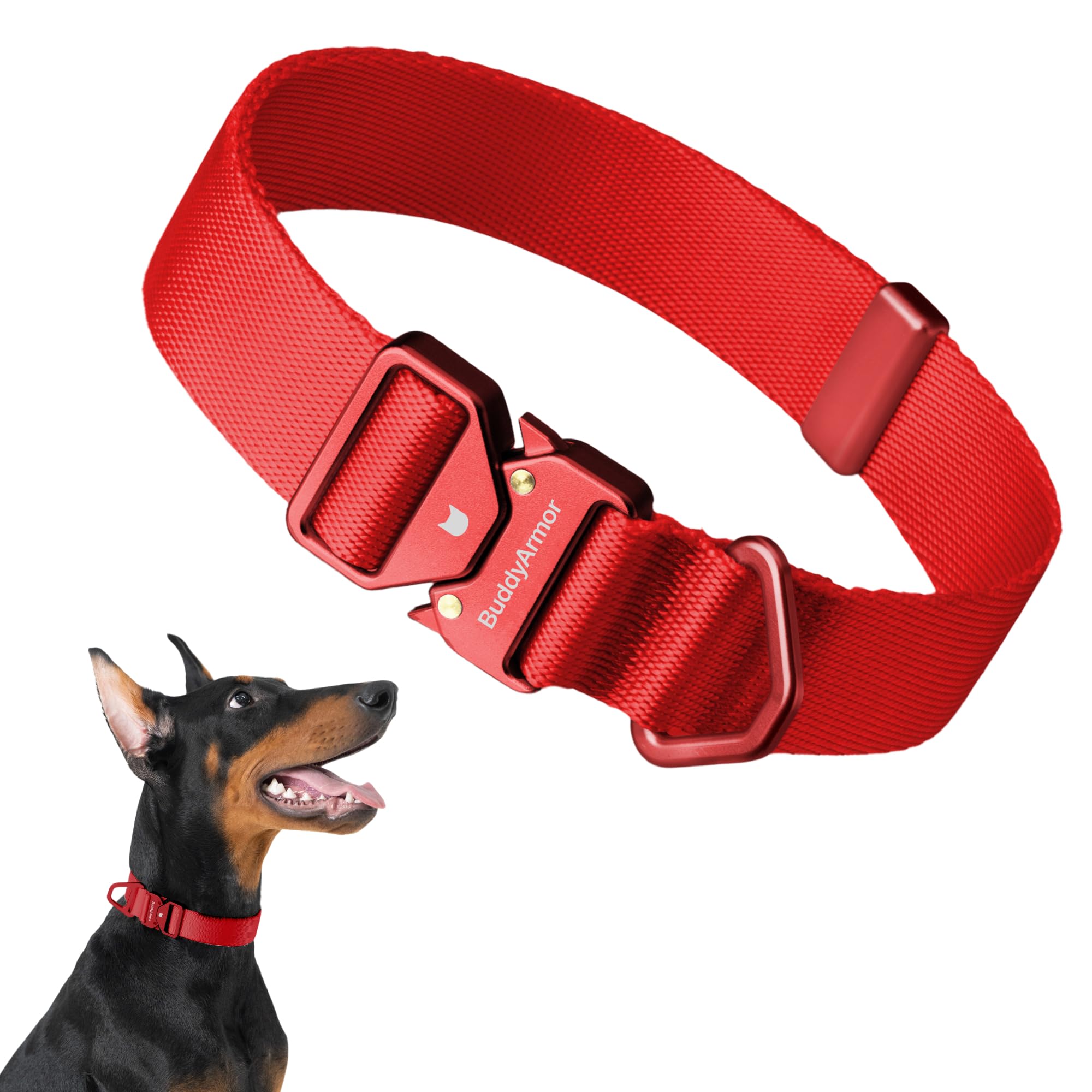 Collier pour chien nylon réglable Dog Collar Pro rouge avec boucle métal dégagement rapide