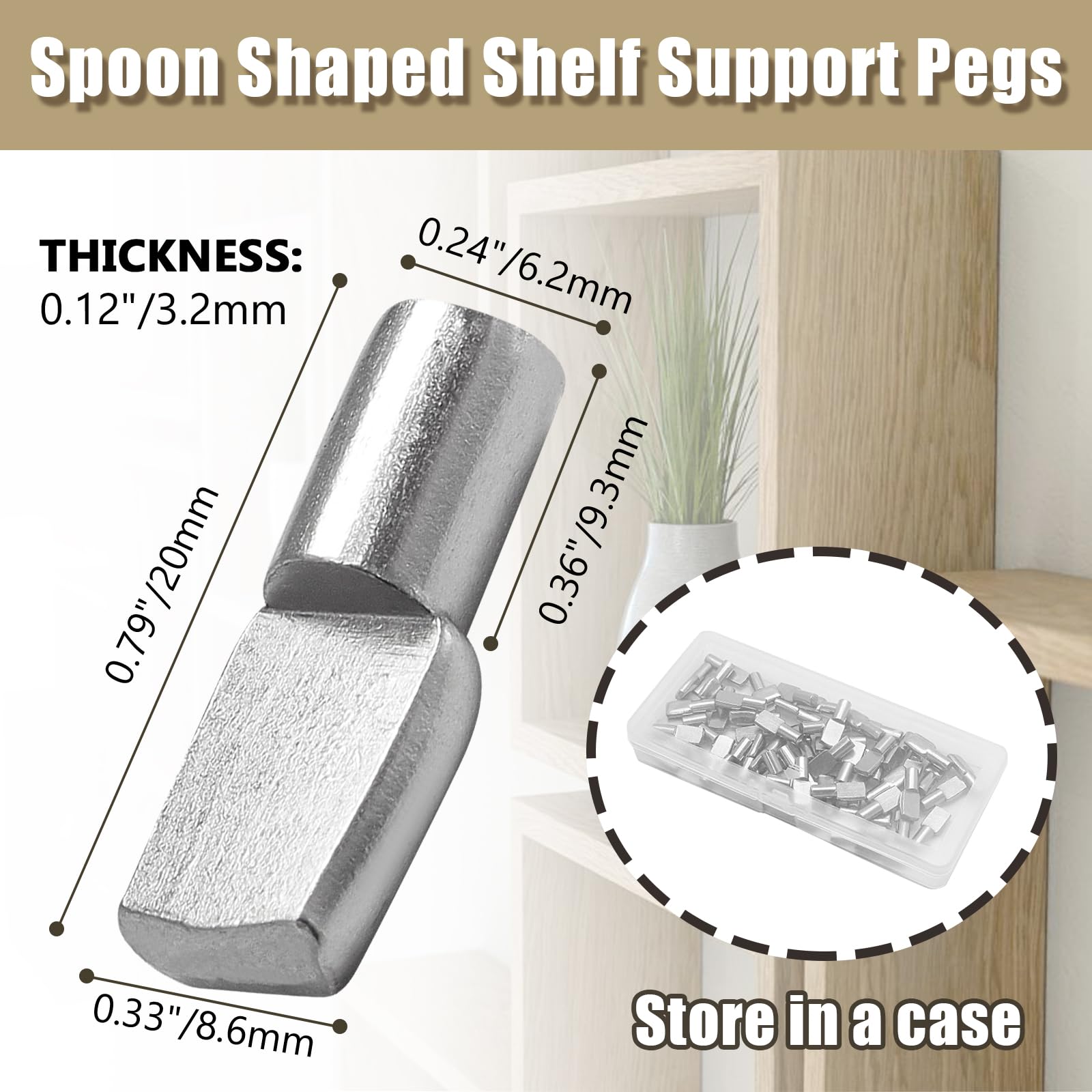 6mm Shelf Pins, Shelf Support Peg, Spoon Shaped, 60pcs — Amazon image 2