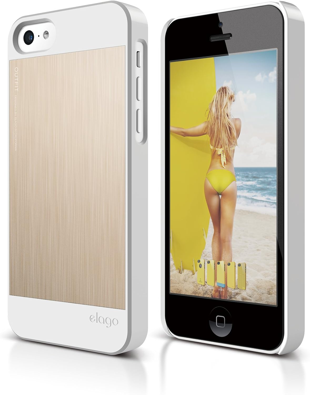 elago S5C Outfit Morph MX Aluminum and Polycarbonate Dual Case for The iPhone 5C - eco Friendly Retail Packaging (White/Gold)